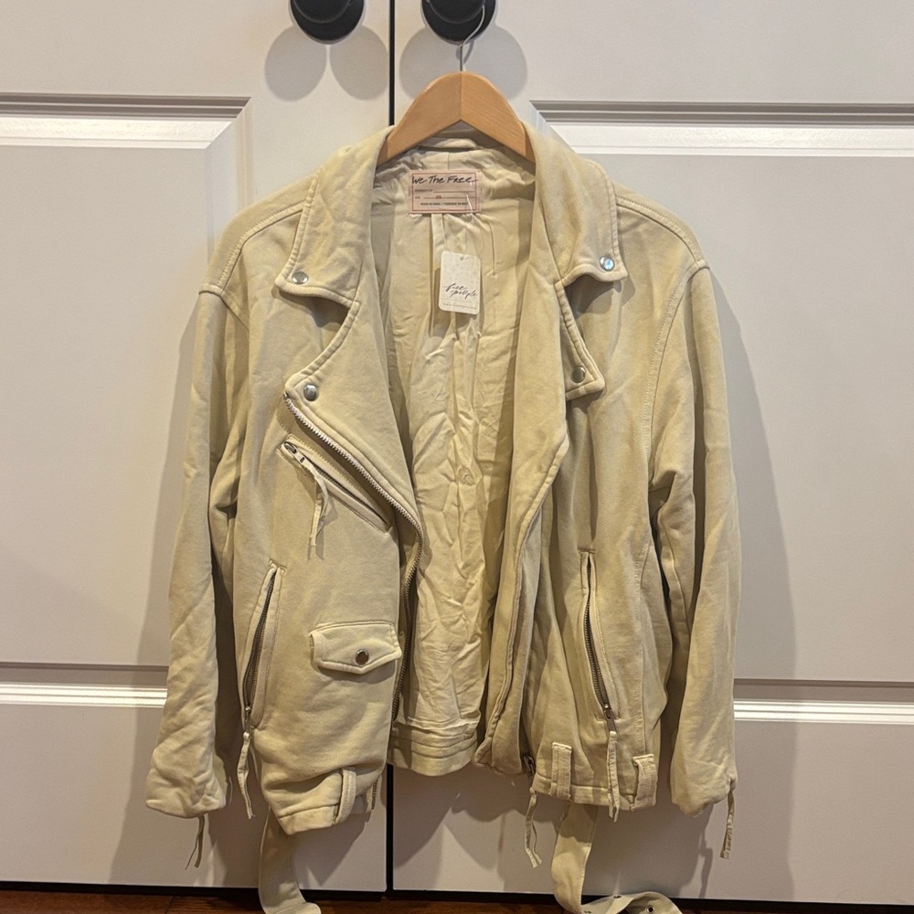 Free People Cream Leather Jacket